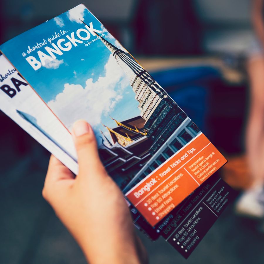 Printed travel guide brochure